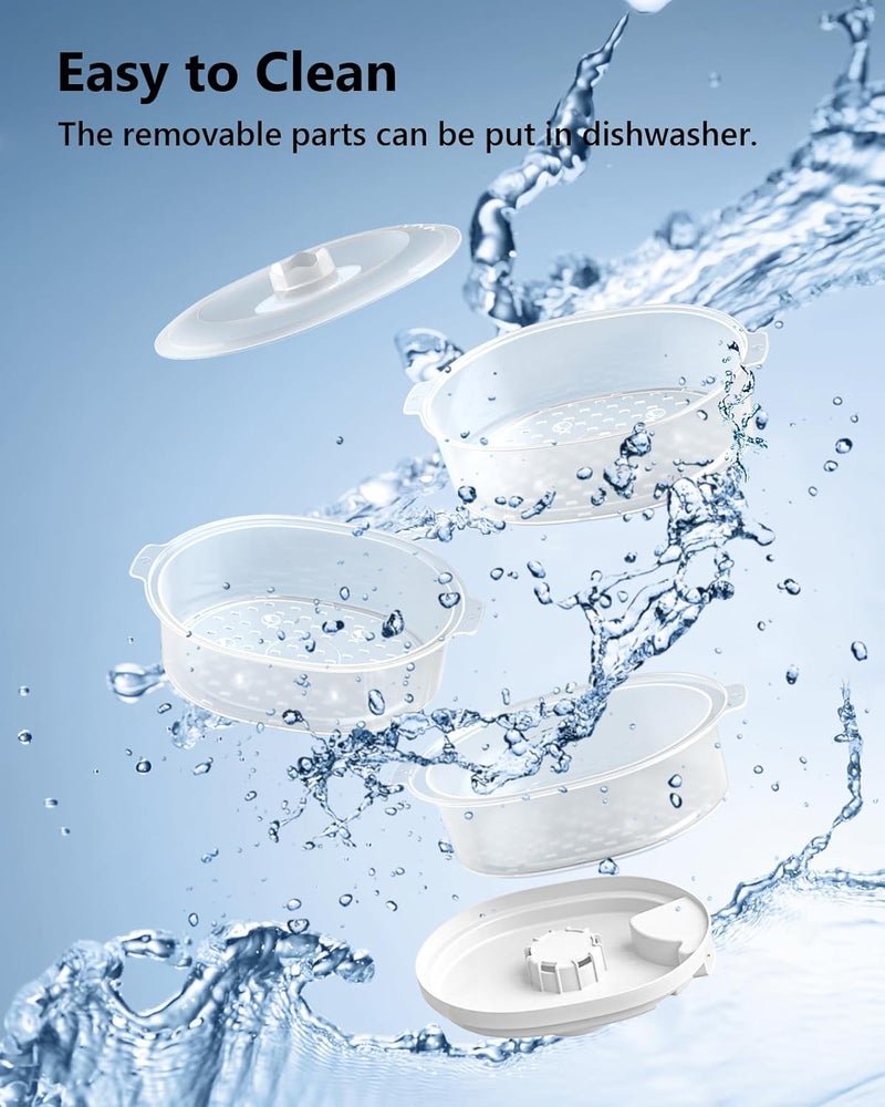 KEENSTAR بخار طعام كهربائي للطهي، 13.7QT بخار خضار مع 3 طبقات سلال خالية من BPA، 800 واط طهي سريع متزامن، مؤقت 60 دقيقة، مثالي للخضار والمأكولات البحرية والأرز - Image 5
